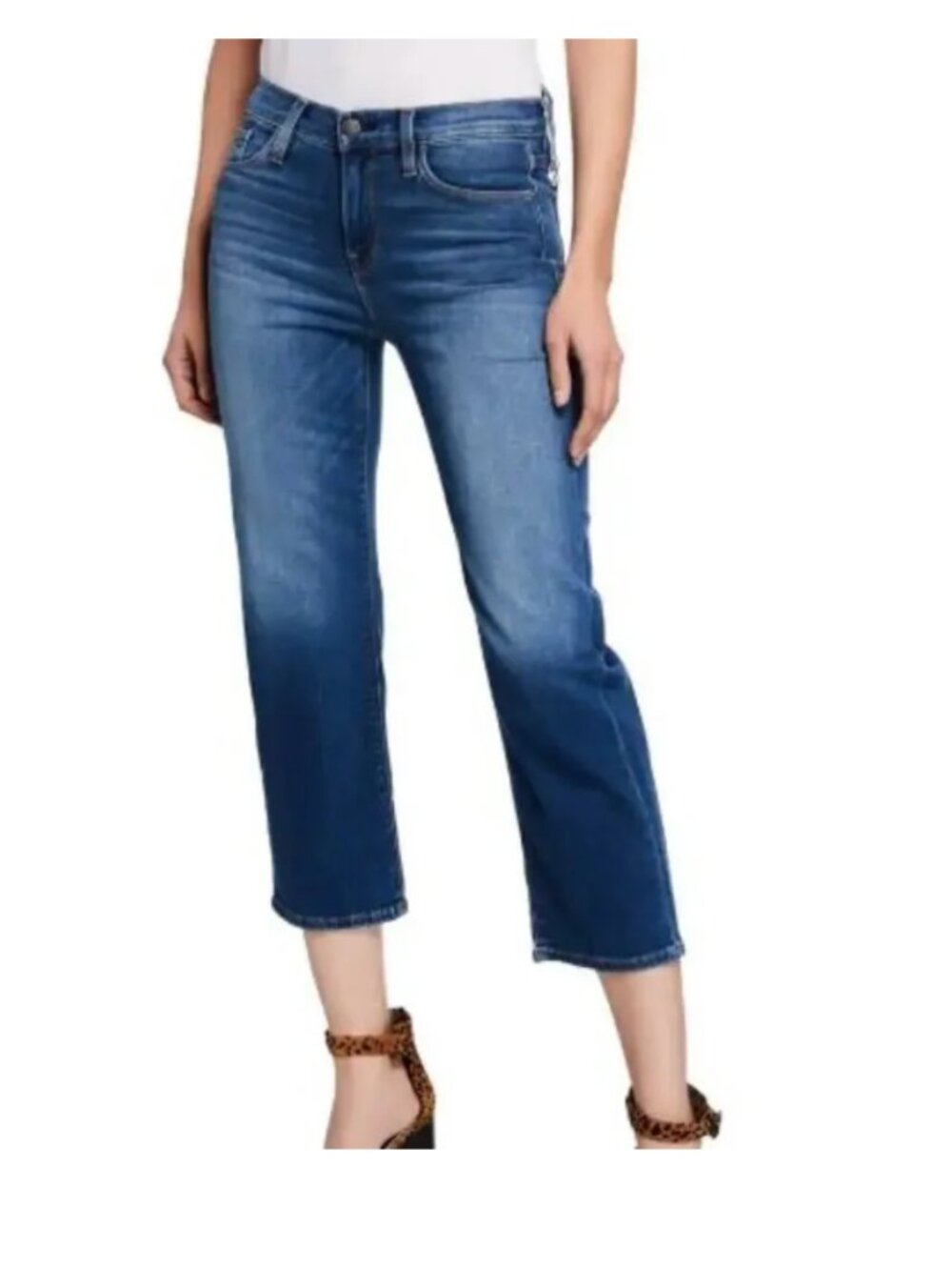 Hudson Stella Mid Rise Crop Straight Leg Jeans Dark Wash Women's 27